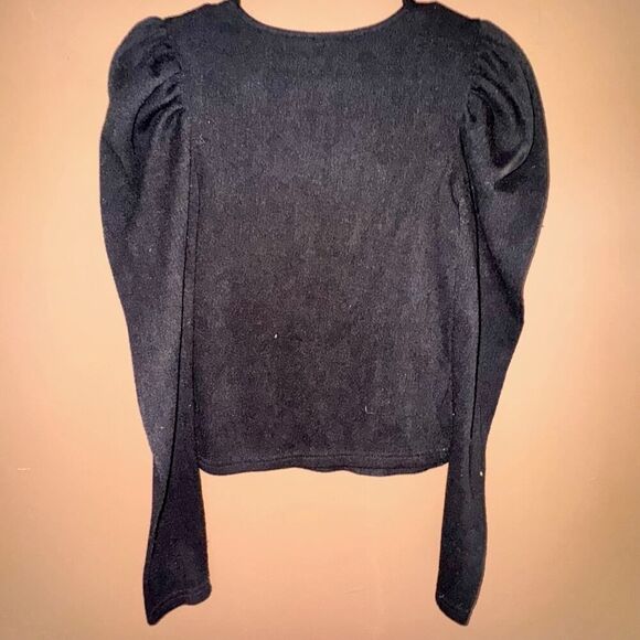 ZARA Women's Black Knit Balloon Sleeve Blouse - Size Small - Picture 3 of 7